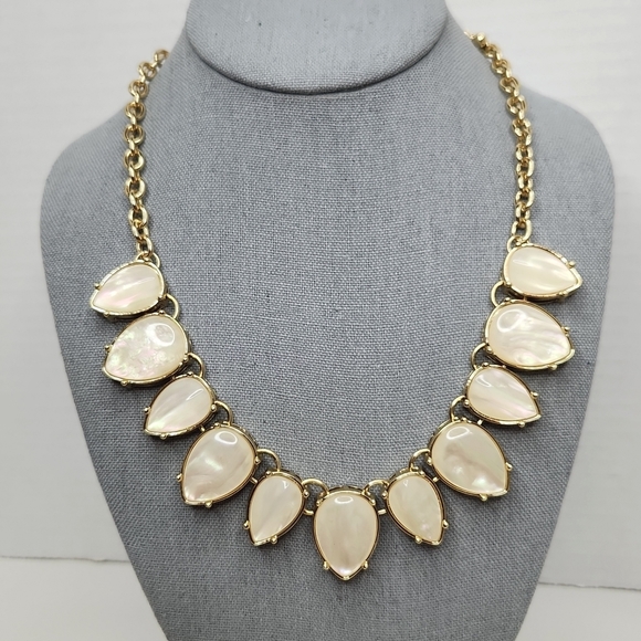 Jewelry - 5 for $25! Cream Teardrop Gold Tone Collar Statement Necklace